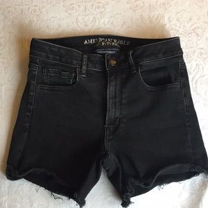 AEO Black Shorts Super Hi Rise Shortie 4